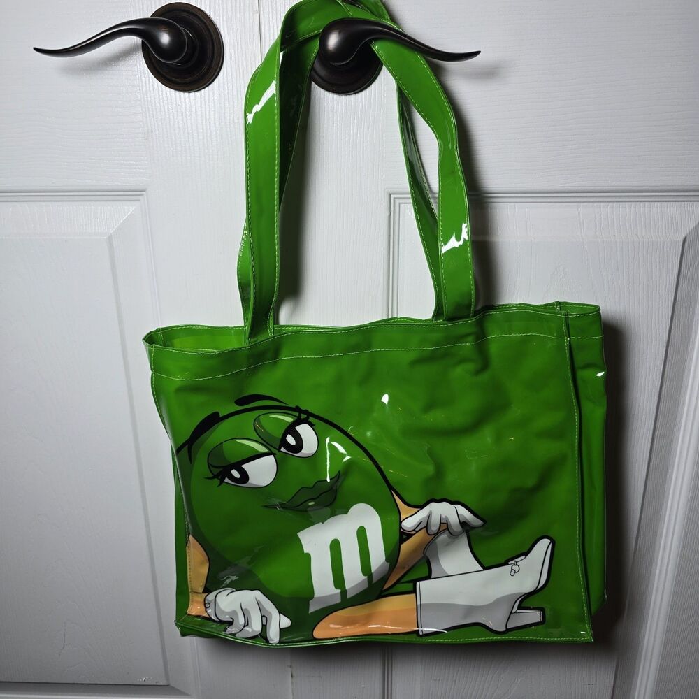 M&M World Green Vinyl PVC 12x16x3.5 Tote